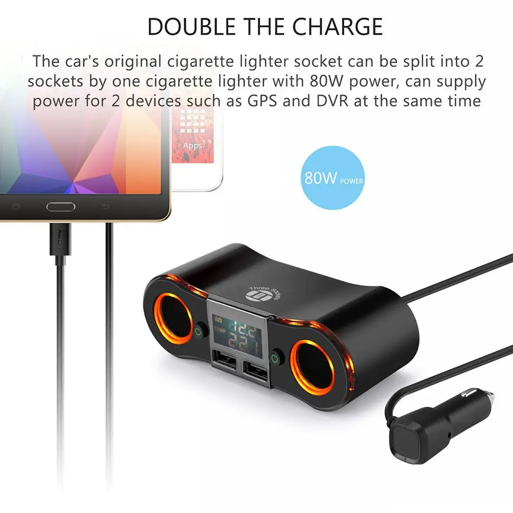 12V 24V Car Charger 80W Dual USB Car Cigarette Lighter Adapter 2 Socket Splitter Independent Switch Power Adapter For Smartphone
12V 24V Car Charger 80W Dual USB Car Cigarette Lighter Adapter 2 Socket Splitter Independent Switch Power Adapter For Smartphone