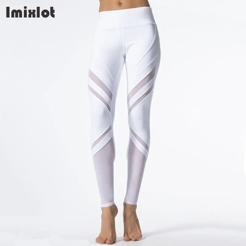 Imixlot сексуальные женские леггинсы сетчатые лоскутные брюки штаны для тренировок