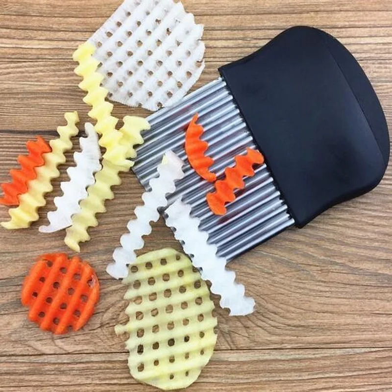Wavy Potato Cutter Onion Potato Slicer Knife Frilled Fries Salad Ripple Slicer Knife Curly Potato Cutter Wave Knife Slicer
Wavy Potato Cutter Onion Potato Slicer Knife Frilled Fries Salad Ripple Slicer Knife Curly Potato Cutter Wave Knife Slicer