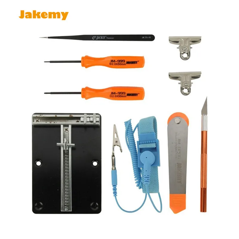 

JAKEMY JM-1102 9in1 Smartphone Repair Tool Set Precision Screwdriver Bit+Flux+Plier+Knife+Opener Electrical Soldering Tools Kit