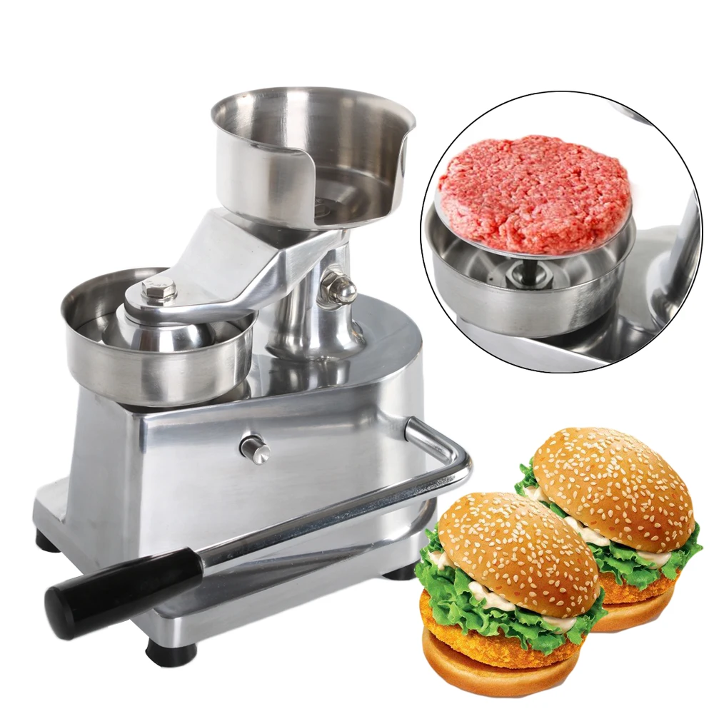 

Hot Sale Burger Press Machine 100mm-130mm Manual Hamburger Press Forming Machine Round Meat Panini Shaping Aluminum Machine