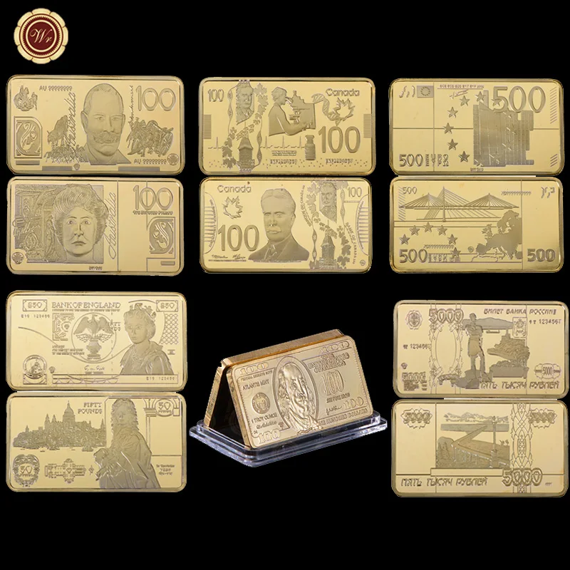 WR 24K Gold Bar Fake Banknote Currency Golden Bullion Metal Crafts for Collectible Home Decoration
WR 24K Gold Bar Fake Banknote Currency Golden Bullion Metal Crafts for Collectible Home Decoration