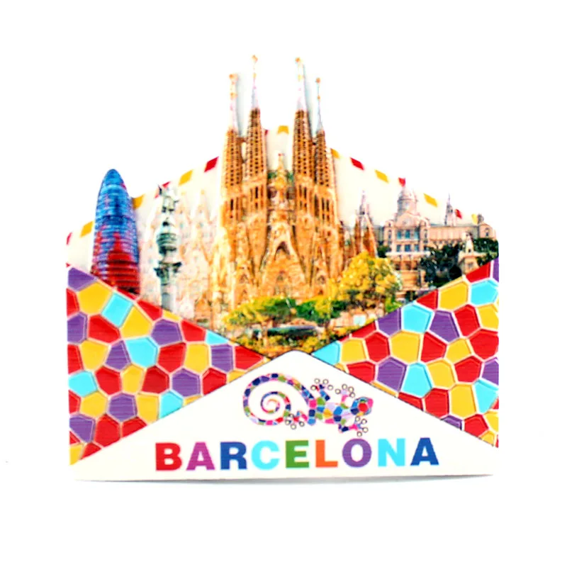 fridge magnet barcelona spain souvenir building design