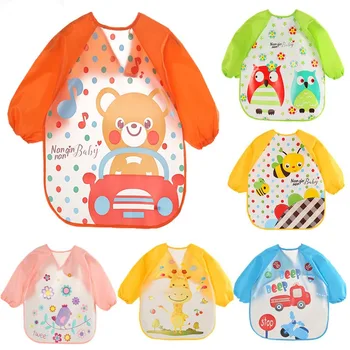 Cute Baby Bibs Waterproof Long Sleeve Apron Children Feeding Smock Bib Burp Clothes Soft Eat Toddler Baberos Bavoir Clothing