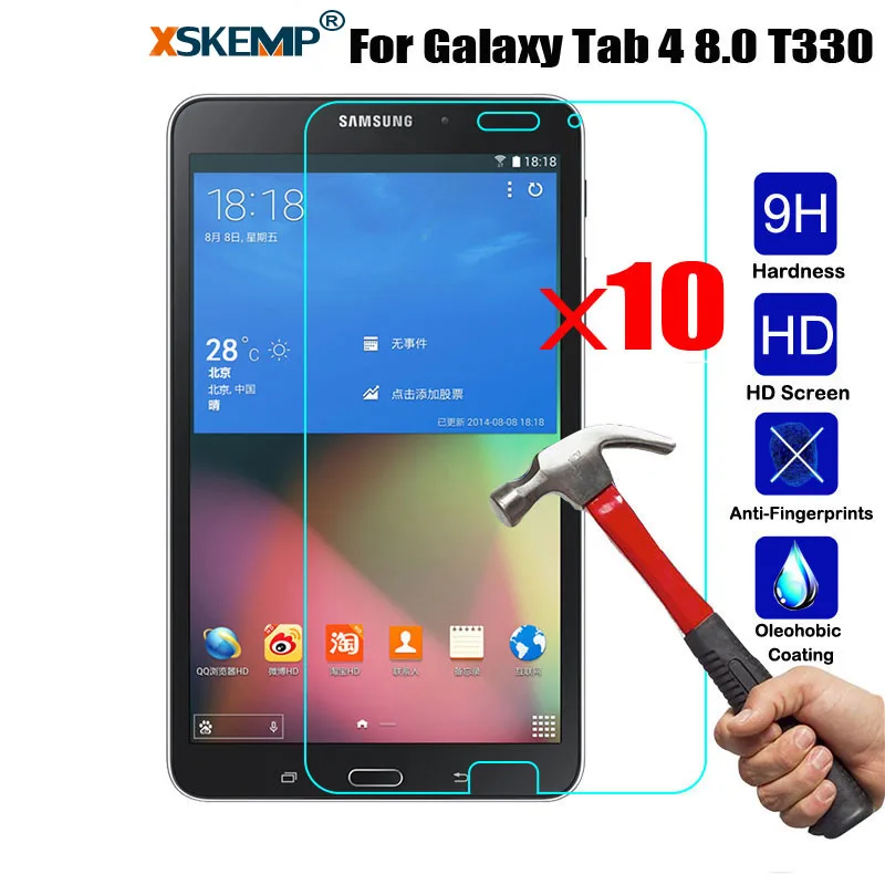 XSKEMP 10 шт./лот для samsung Galaxy Tab 4 8 0 T330 T331 T335 закаленное Стекло ультра тонкий Ясно