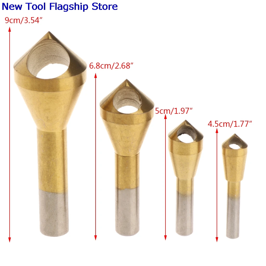 New 4x Chamfer Countersink Deburring Drill Bit Set Crosshole Cutting Metal Tool Gold 2018
New 4x Chamfer Countersink Deburring Drill Bit Set Crosshole Cutting Metal Tool Gold 2018