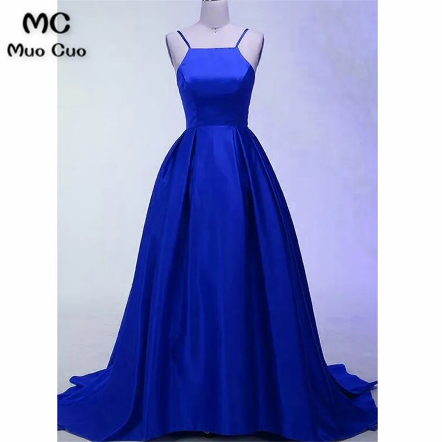 2018 A-Line Prom Dresses for teens Spaghetti Straps Vestidos de fiesta Draped Satin Royer Blue Formal Evening Dress
2018 A-Line Prom Dresses for teens Spaghetti Straps Vestidos de fiesta Draped Satin Royer Blue Formal Evening Dress