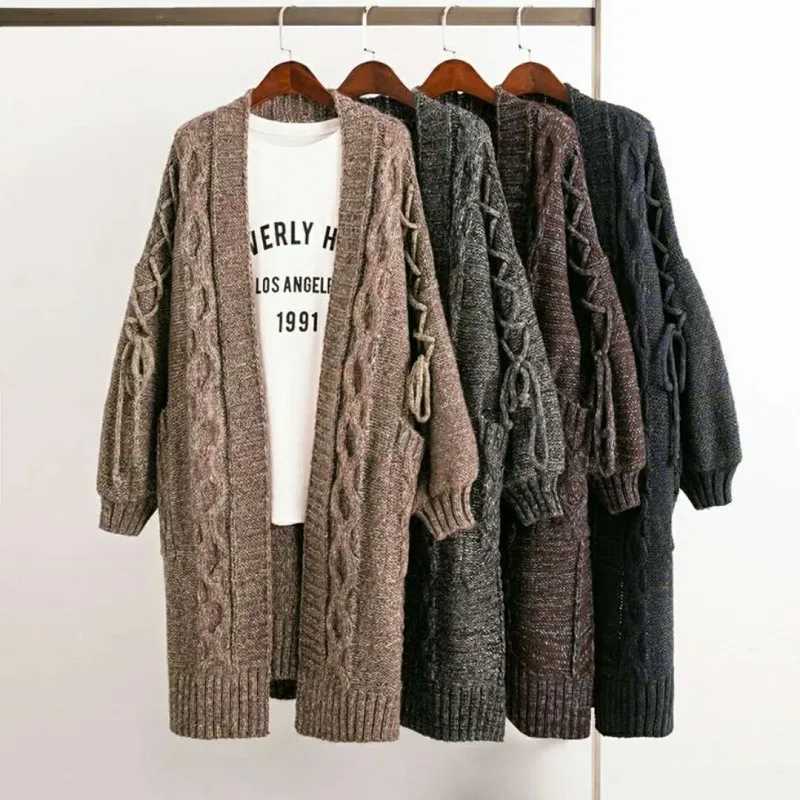 Loose thick wool sweater in the long section of the lantern sleeves twist large size sweater women's cardigan coat
Loose thick wool sweater in the long section of the lantern sleeves twist large size sweater women's cardigan coat