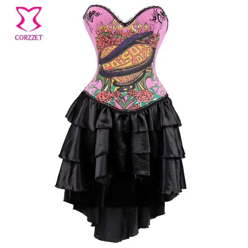 Burlesque Pink Snake Floral Cotton Straps Gothic Corset Dress Sexy Swallowtail Push Up Corsets And Bustiers Steampunk Clothing
Burlesque Pink Snake Floral Cotton Straps Gothic Corset Dress Sexy Swallowtail Push Up Corsets And Bustiers Steampunk Clothing