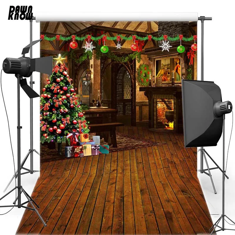 

DAWNKNOW New Year Christmas Vinyl Photography Background Indoor For Children Polyester Backdrop For Family Photo Shoot 6385