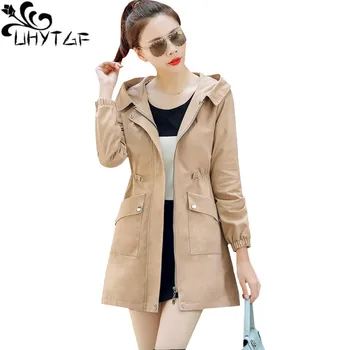 UHYTGF M-3XL Plus size Trench Coat Womens Belt Hooded Casual Outerwear long Slim Coats Autumn Long sleeve Windbreaker coats 834
UHYTGF M-3XL Plus size Trench Coat Womens Belt Hooded Casual Outerwear long Slim Coats Autumn Long sleeve Windbreaker coats 834