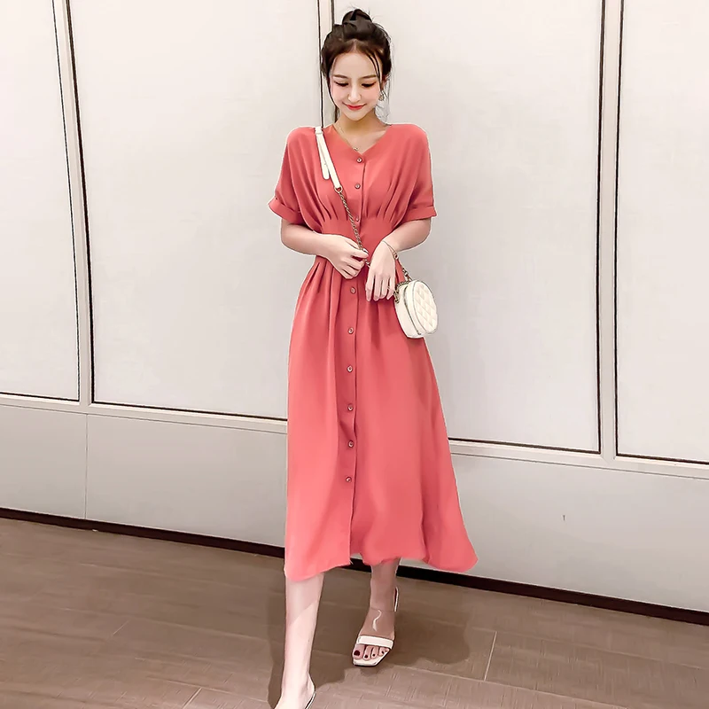 2019 Autumn Summer High Waist V-neck dress Women Retro Slim Waist Single-breasted Cute Pleated Dresses Party Hot in Instagram
2019 Autumn Summer High Waist V-neck dress Women Retro Slim Waist Single-breasted Cute Pleated Dresses Party Hot in Instagram