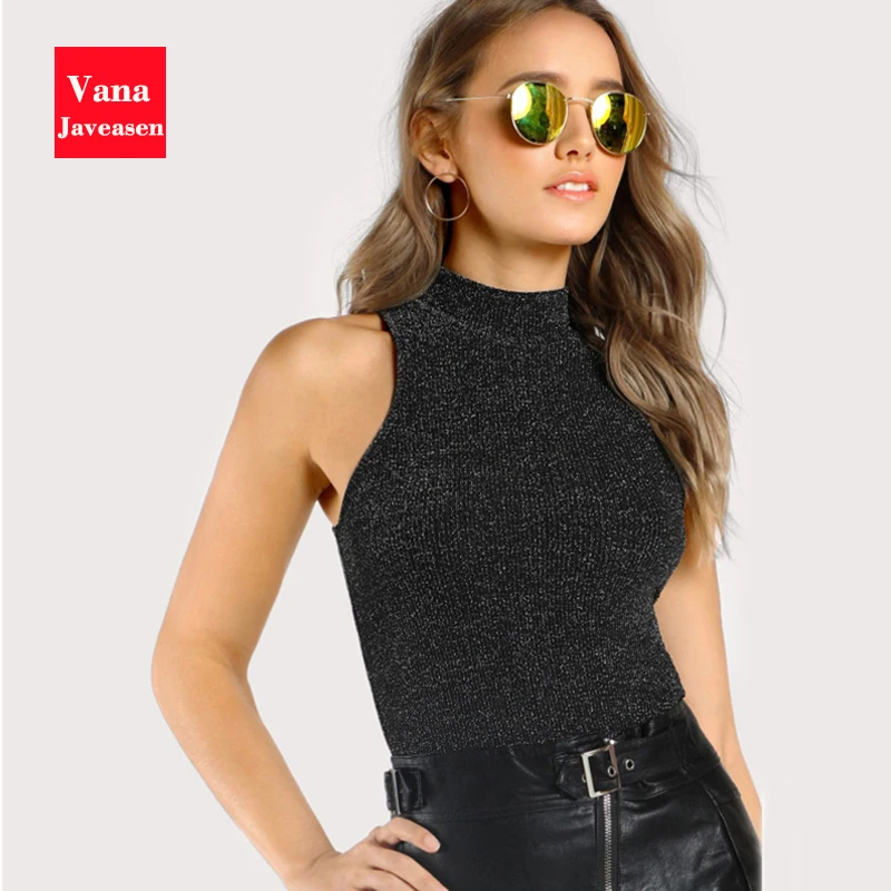 Vana Javeasen Tank Top Women Mock Neck Ribbed Glitter Top Black Women Fitness Vest Stand Collar Elegant Tank Tops for Women
Vana Javeasen Tank Top Women Mock Neck Ribbed Glitter Top Black Women Fitness Vest Stand Collar Elegant Tank Tops for Women