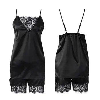 S/M/L/XL Women Ice Silk Eyelash V-neck Lace Patchwork Pajamas Sexy Lingerie Sleepwear Nightwear Exotic Set
S/M/L/XL Women Ice Silk Eyelash V-neck Lace Patchwork Pajamas Sexy Lingerie Sleepwear Nightwear Exotic Set