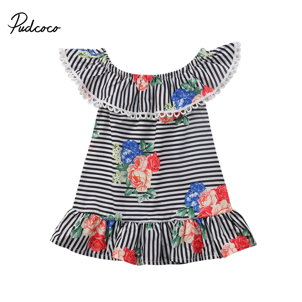 2018 Newborn Toddler Kids Girls Off Shoulder Flower Ruffles Striped Summer Party Dress Sundress 1-6T
2018 Newborn Toddler Kids Girls Off Shoulder Flower Ruffles Striped Summer Party Dress Sundress 1-6T