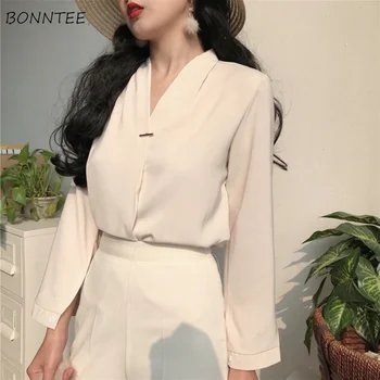 Blouses Women Tender Elegant All-match Simple Chiffon V-neck Leisure Womens Blouse Full Sleeve School Students Korean Style Chic
Blouses Women Tender Elegant All-match Simple Chiffon V-neck Leisure Womens Blouse Full Sleeve School Students Korean Style Chic