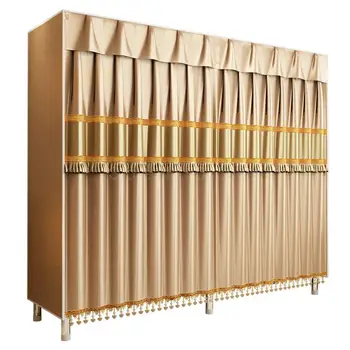 Simple cloth wardrobe steel pipe thickening and thickening all steel frame curtain cloth double storage hanging wardrobe
Simple cloth wardrobe steel pipe thickening and thickening all steel frame curtain cloth double storage hanging wardrobe
