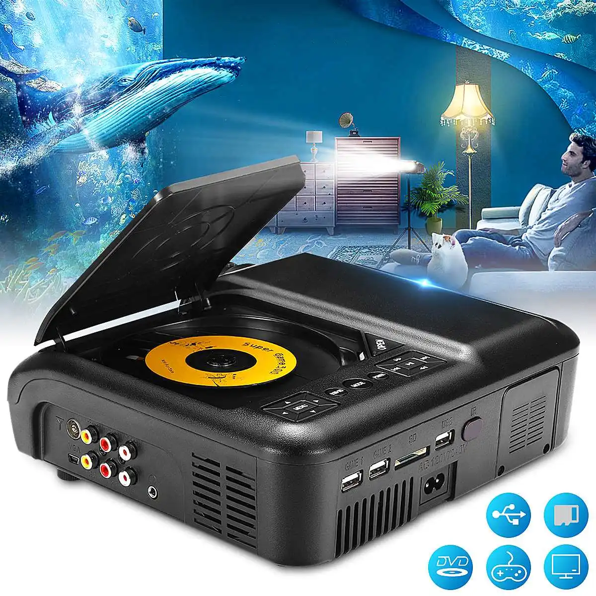 KSD-268B Home Entertainment DVD Projector LED Home Multimedia Player Support 720P and 1080P
KSD-268B Home Entertainment DVD Projector LED Home Multimedia Player Support 720P and 1080P