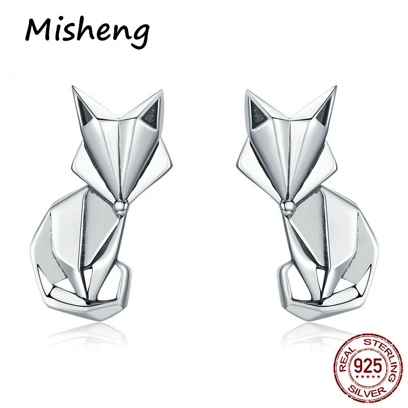 Misheng Cute Origami Fox Women's Stud Earrings New Fashion Brand Accessories 100% 925 Sterling Silver Jewelry Gift For Friends
Misheng Cute Origami Fox Women's Stud Earrings New Fashion Brand Accessories 100% 925 Sterling Silver Jewelry Gift For Friends
