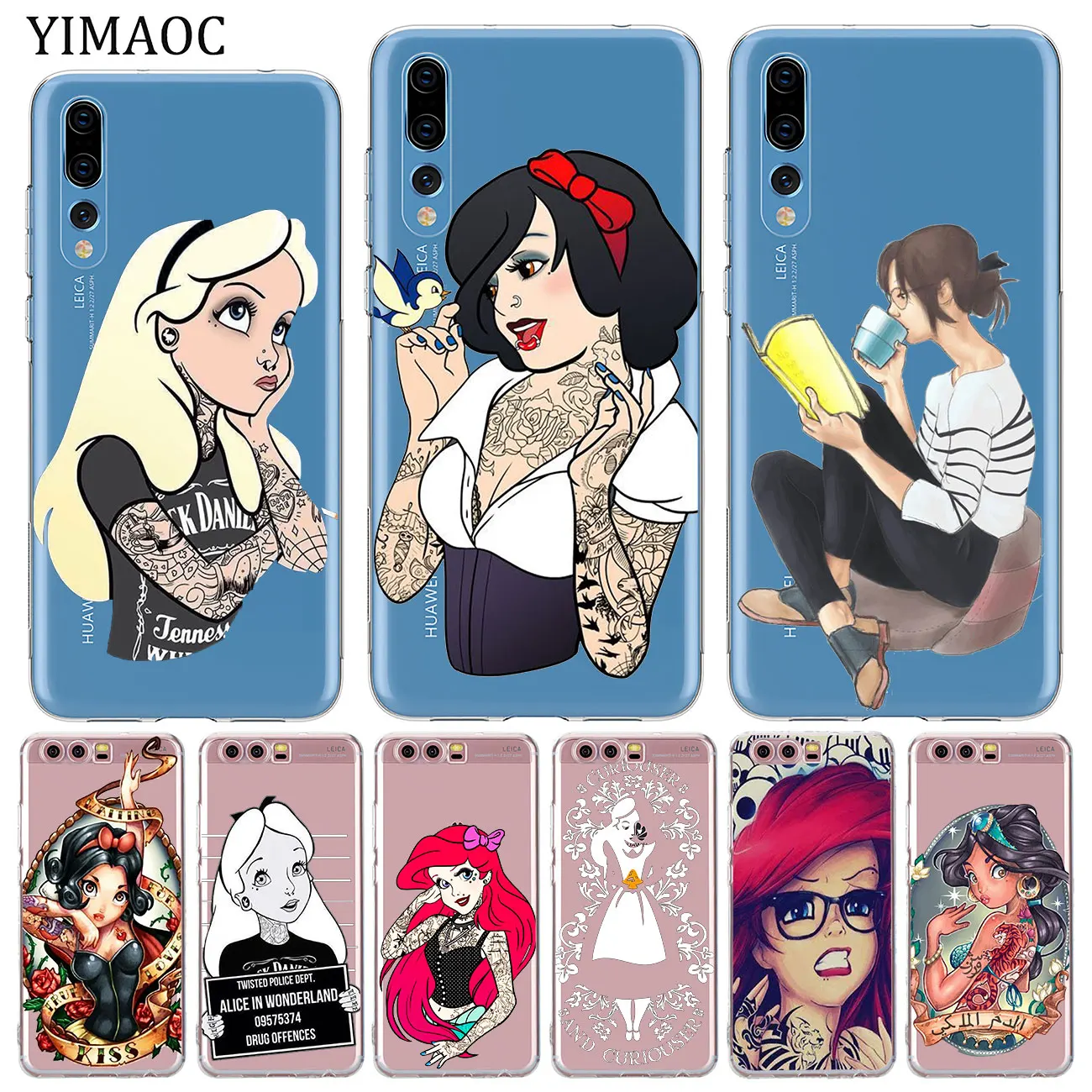 Мягкий силиконовый чехол для телефона YIMAOC Tattooed Alice Ariel Jasmine Huawei P30 P20 Pro P10 P8 P9 Lite 2017