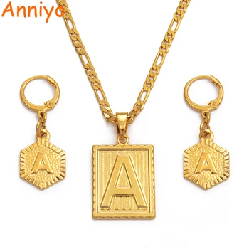 Anniyo A-Z 26 Letters Necklaces Sets Gold Color Initial Alphabet Pendant Letter Jewelry Accessories #104006SS
Anniyo A-Z 26 Letters Necklaces Sets Gold Color Initial Alphabet Pendant Letter Jewelry Accessories #104006SS