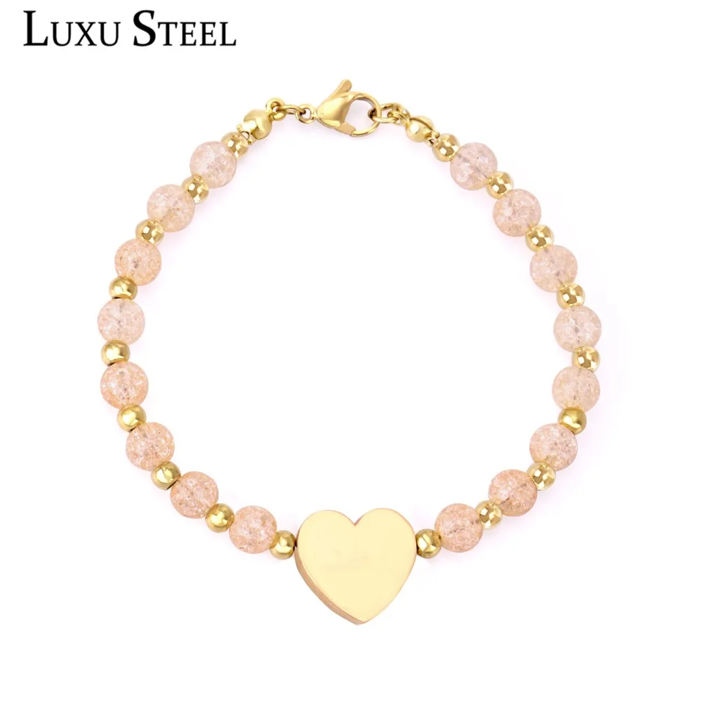 LUXUSTEEL Stainless Steel Heart Pendant Beaded Bracelets For Women/Girl Gold/Silver White Cubic Zirconia Bangles Bracelets
LUXUSTEEL Stainless Steel Heart Pendant Beaded Bracelets For Women/Girl Gold/Silver White Cubic Zirconia Bangles Bracelets