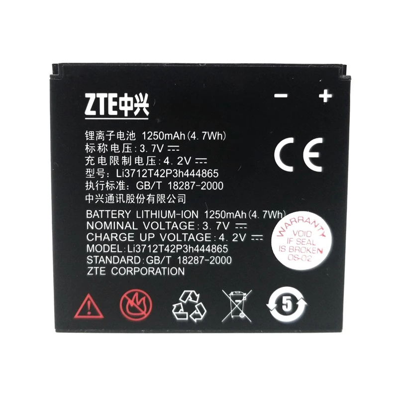 

Original ZTE Li3712T42P3h444865 phone battery For ZTE N880S U880 N880 V880+ V880 1250mAh