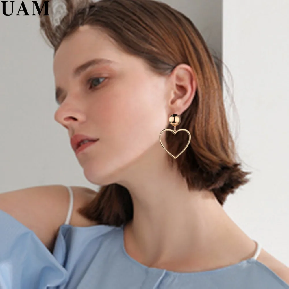 UAM Romantic Sweet Silver Gold Color Heart Drop Earrings Simple Jewelry Pendients New Fashion Accessories Best Gifts For Lovers
UAM Romantic Sweet Silver Gold Color Heart Drop Earrings Simple Jewelry Pendients New Fashion Accessories Best Gifts For Lovers