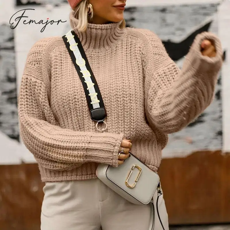 Femajor Women 2019 Autumn Winter Khaki Sweater Fashion Turtle Neck Short Knitted Pullovers Female Chic Casual Loose Jumpers Tops
Femajor Women 2019 Autumn Winter Khaki Sweater Fashion Turtle Neck Short Knitted Pullovers Female Chic Casual Loose Jumpers Tops