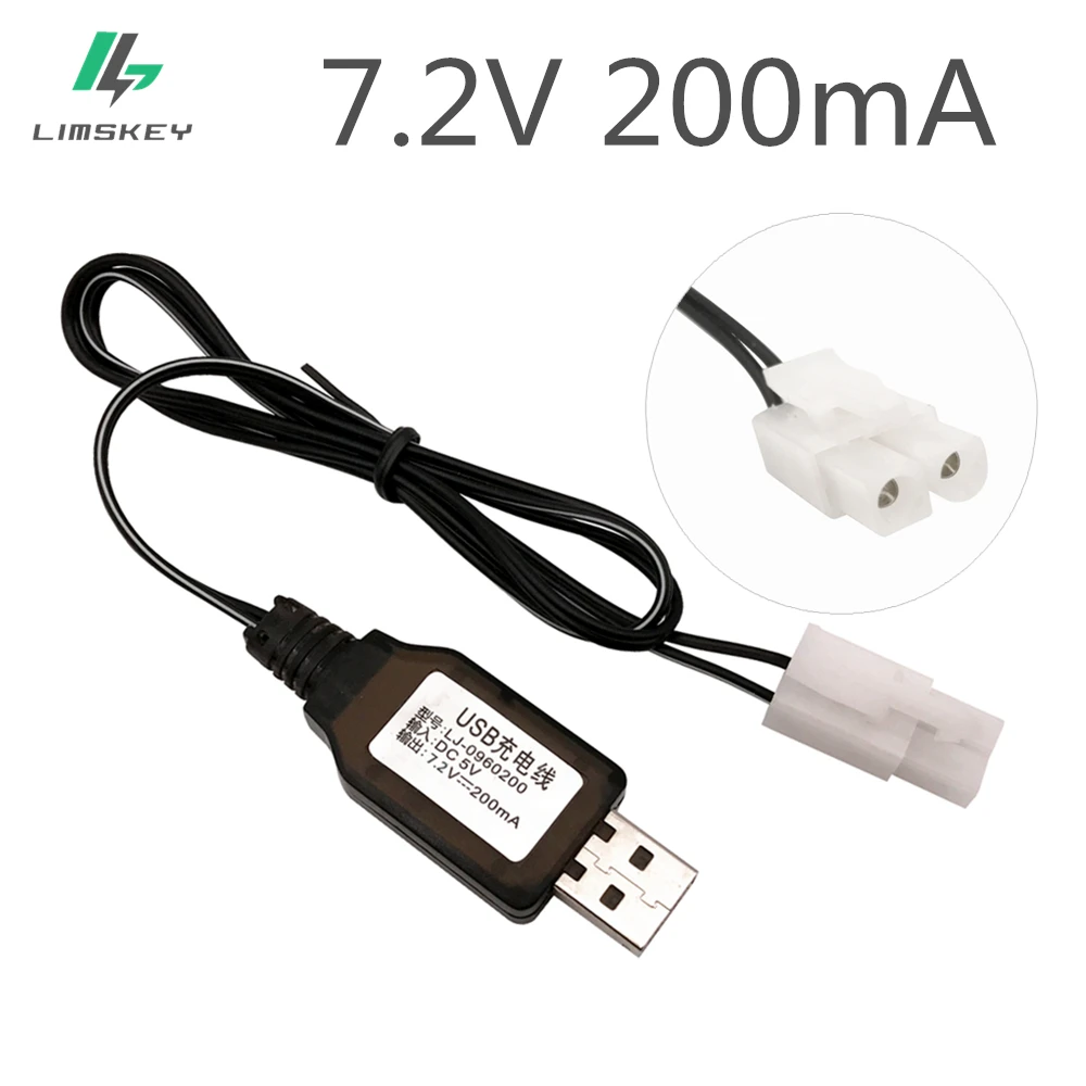 7.2V 200mA USB Charger For Ni-Cd Ni-MH Battery Pack EL6.2-2P KET-2P Tamiya Plug Input DC 5V Output 7.2V Charger For RC Car
7.2V 200mA USB Charger For Ni-Cd Ni-MH Battery Pack EL6.2-2P KET-2P Tamiya Plug Input DC 5V Output 7.2V Charger For RC Car