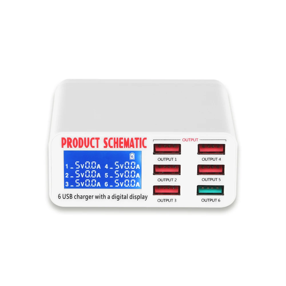 Universal 6 USB Charger HUB 40W 5V 6A Smart LED Display Mobile Phone Charge Station Fast Charge 3.0 USB Charging Power Adapter
Universal 6 USB Charger HUB 40W 5V 6A Smart LED Display Mobile Phone Charge Station Fast Charge 3.0 USB Charging Power Adapter