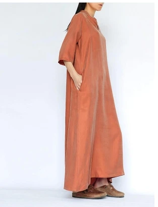 Original design stand collar three quarter sleeve silk cupro vintage loose medium-long full dress female 16357-15
Original design stand collar three quarter sleeve silk cupro vintage loose medium-long full dress female 16357-15