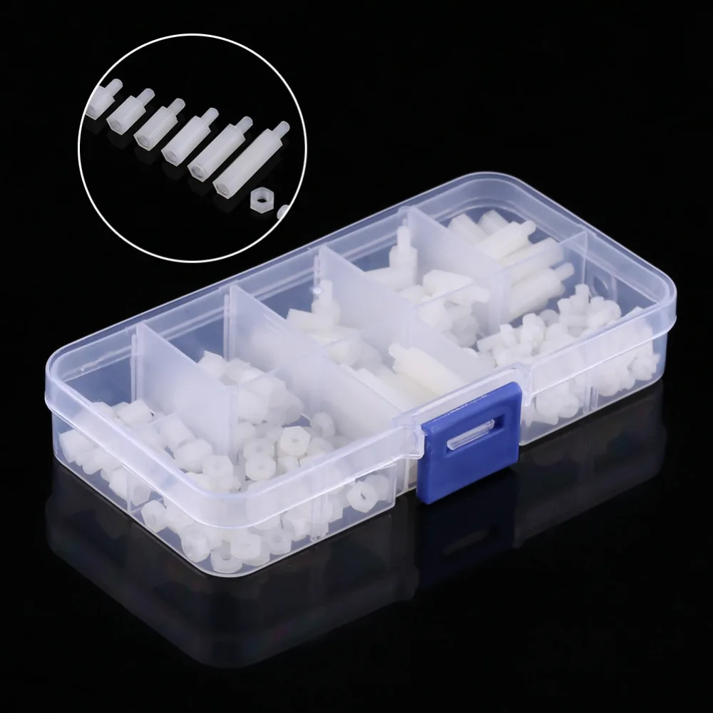 180 pieces / set of fastener hardware M3 nylon screw hex male and female head bracket nut classification kit with box
180 pieces / set of fastener hardware M3 nylon screw hex male and female head bracket nut classification kit with box