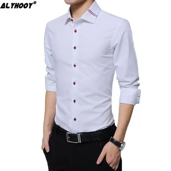 2017 New Fashion Mens Casual Shirts Long Sleeve Shirt Cotton Men Clothing Plus Size 5XL Camisa Masculina Casual Solid Color