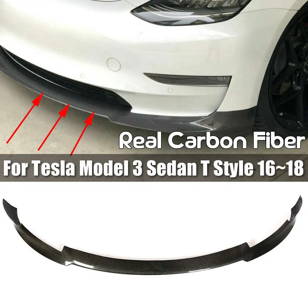 Carbon Fiber Front Bumper Lip Spoiler Bumper Lip Spoiler For For Tesla Model 3 Sedan 4-door T Style 16~18 
Carbon Fiber Front Bumper Lip Spoiler Bumper Lip Spoiler For For Tesla Model 3 Sedan 4-door T Style 16~18