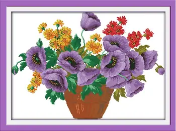 New Cross-stitch DIY Needlework Purple Potted Flower DMC Counted Cross Stitch Kits for Embroidery Knitting Needles Crafts
New Cross-stitch DIY Needlework Purple Potted Flower DMC Counted Cross Stitch Kits for Embroidery Knitting Needles Crafts