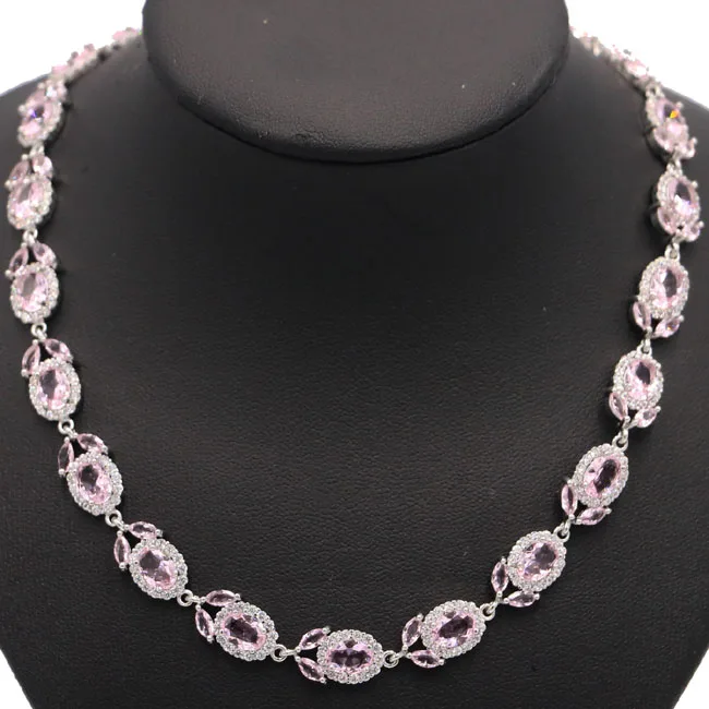 Elegant Pink Tourmaline, White CZ Woman's 925 Silver Bracelet 7.5" 8x6mm 
Elegant Pink Tourmaline, White CZ Woman's 925 Silver Bracelet 7.5" 8x6mm