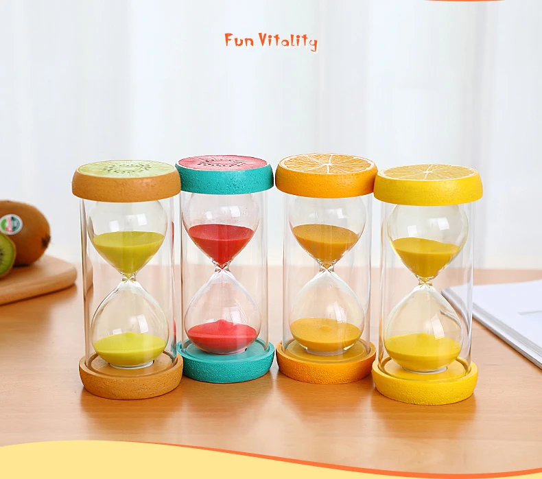 Hourglass timer child drop time 15min/30min/60min ornaments creative home decoration personality gift fruit hourglass
Hourglass timer child drop time 15min/30min/60min ornaments creative home decoration personality gift fruit hourglass