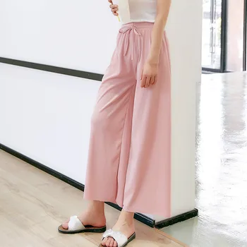 Summer Ice Silk Girls Cute Sweet Slim Wide Leg Pants Casual Large Size Loose Women Drawstring Pants Elastic Pink Thin Trousers
Summer Ice Silk Girls Cute Sweet Slim Wide Leg Pants Casual Large Size Loose Women Drawstring Pants Elastic Pink Thin Trousers