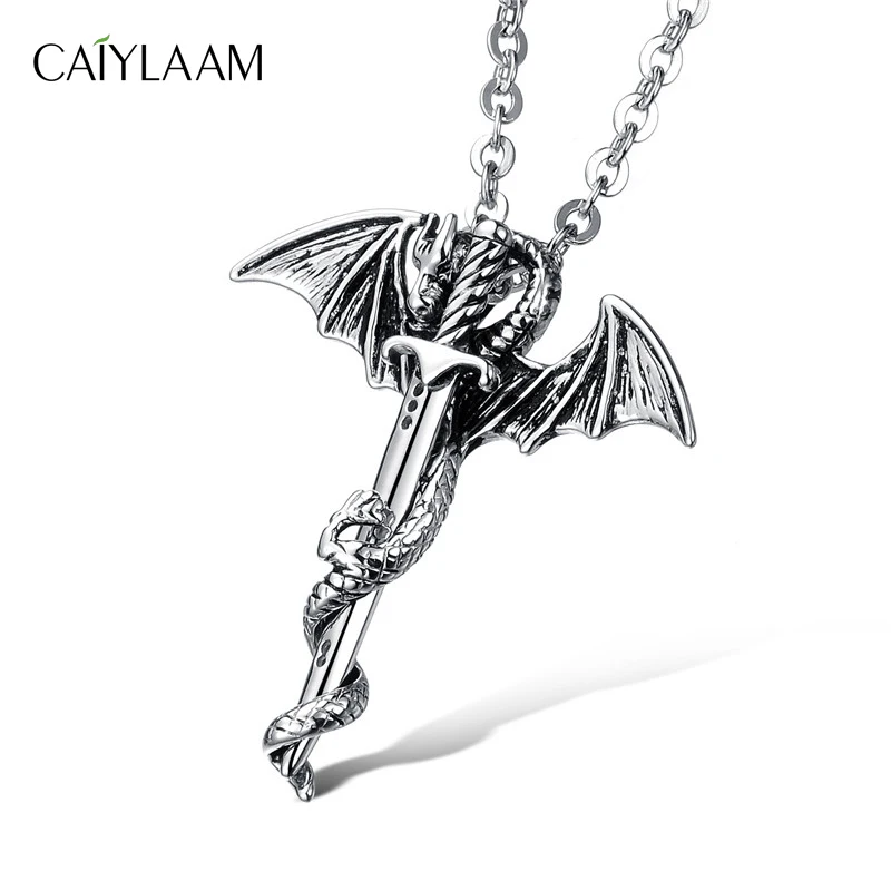 CAIYLAAM Vintage Gold / Silver Color Flying Dragon Sword Shape Necklaces Pendant for Men Link Chain Necklaces Jewelry Gift
CAIYLAAM Vintage Gold / Silver Color Flying Dragon Sword Shape Necklaces Pendant for Men Link Chain Necklaces Jewelry Gift