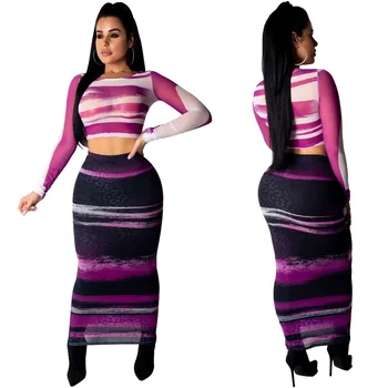 2019 New Bikini Cover Up Sexy women Gradient color Mesh Long Sleeve Top+skirts swimsuit swimwear cover ups beachwear 2pcs/set
2019 New Bikini Cover Up Sexy women Gradient color Mesh Long Sleeve Top+skirts swimsuit swimwear cover ups beachwear 2pcs/set