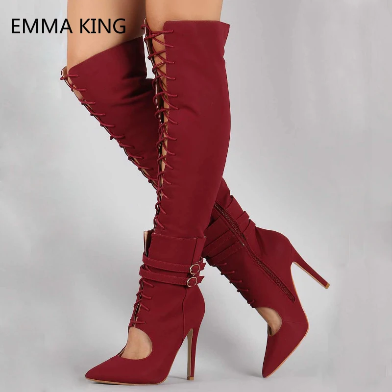 Summer Shoes Solid Suede Pointed Toe Cross Straps Fashion Gladiator Sandals Women Buckle Stiletto Heels Lace Up Knee High Boots
Summer Shoes Solid Suede Pointed Toe Cross Straps Fashion Gladiator Sandals Women Buckle Stiletto Heels Lace Up Knee High Boots