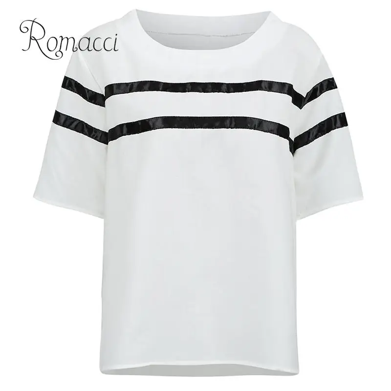 Romacci Fashion Women Casual Loose T Shirt Stripes Short Sleeve O-Neck Summer T-shirts for Women Summer Basic Tee Tops Shirt New
Romacci Fashion Women Casual Loose T Shirt Stripes Short Sleeve O-Neck Summer T-shirts for Women Summer Basic Tee Tops Shirt New