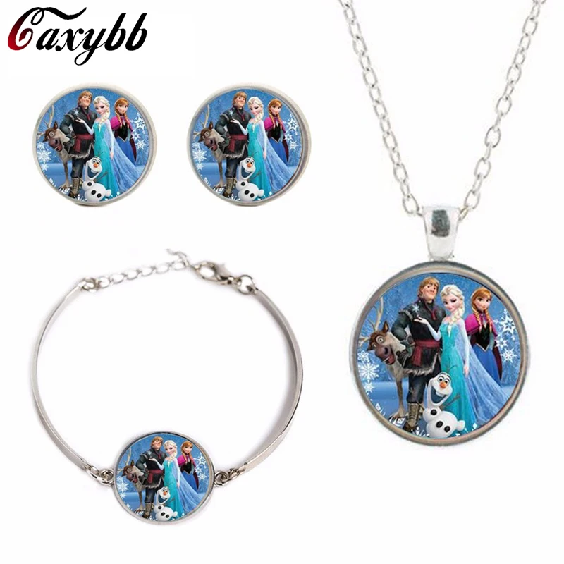 Caxybb Movie Jewelry Sets Cartoon Elsa and Anna glass dome Vintage Pendant Earrings Necklace Bracelet Fine Jewelry Set for women
Caxybb Movie Jewelry Sets Cartoon Elsa and Anna glass dome Vintage Pendant Earrings Necklace Bracelet Fine Jewelry Set for women