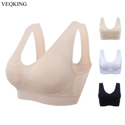 VEQKING Breathable XXXL дышащие женские спортивные бюстгальтеры выдалбливают мягкий спортивный бюстгальтер Топ Плюс Размер занятия в тренажёрном за...