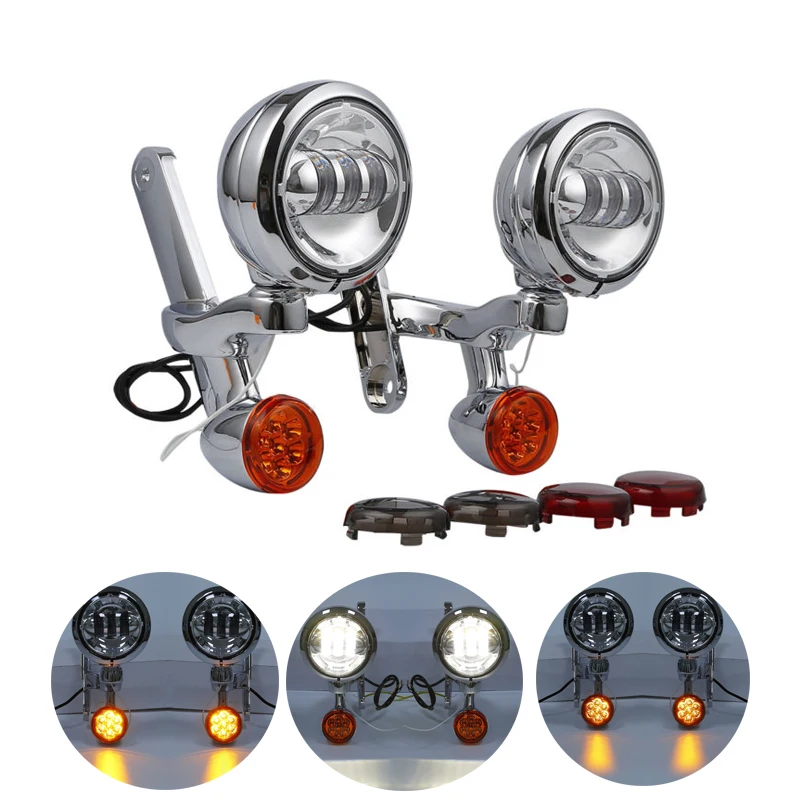 Auxiliary Spot Fog Light Bracket For Tourng Street Glide FLHX Road King FLHR