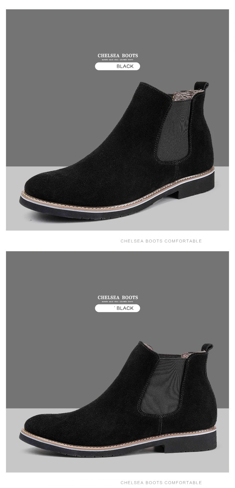 Vintage Genuine Leather Fashion Men Casual Boots Pointed Toe High Quality Male Chelsea Boots Winter Retro Shoes986 13