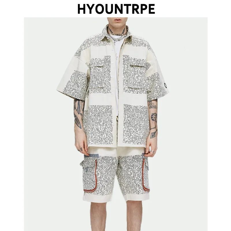 2 Pieces Sets Men Fashion Geometric Printed Short Sleeve Loose Shirt And Drawstring Elastic Waist Cargo Pockets Pant Hip Hop Set
2 Pieces Sets Men Fashion Geometric Printed Short Sleeve Loose Shirt And Drawstring Elastic Waist Cargo Pockets Pant Hip Hop Set