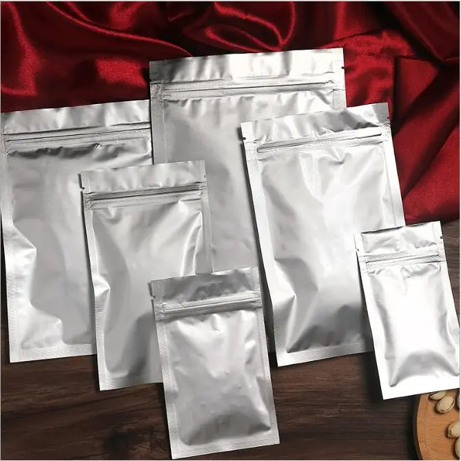 

10pcs Aluminum Foil Flat Bottom Zip Lock Bag Small Food Packing Pouch Smell Proof Powder Coffee Tea Storage Bags