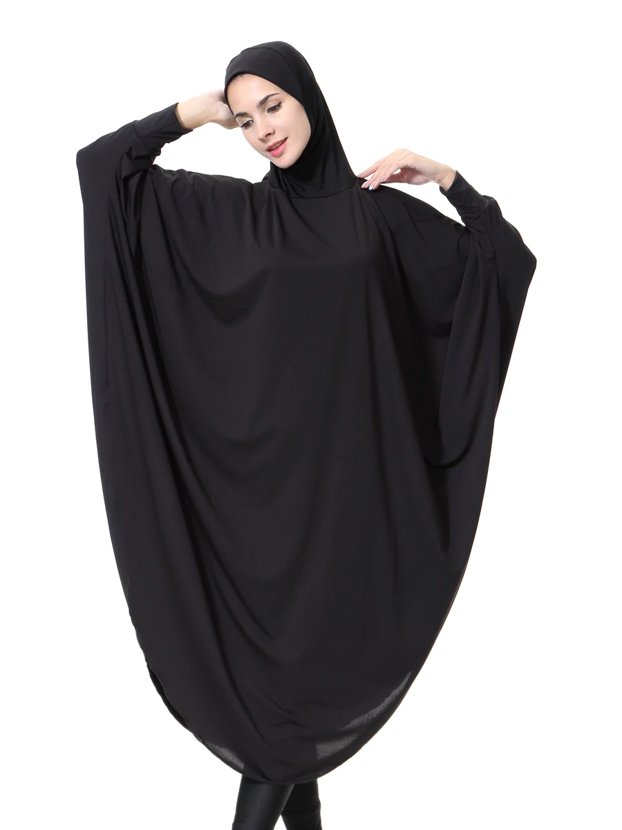 Фото Хиджаб большого размера с рукавом черный длинный M L XL размер хиджаб 4 шт./пакет 12